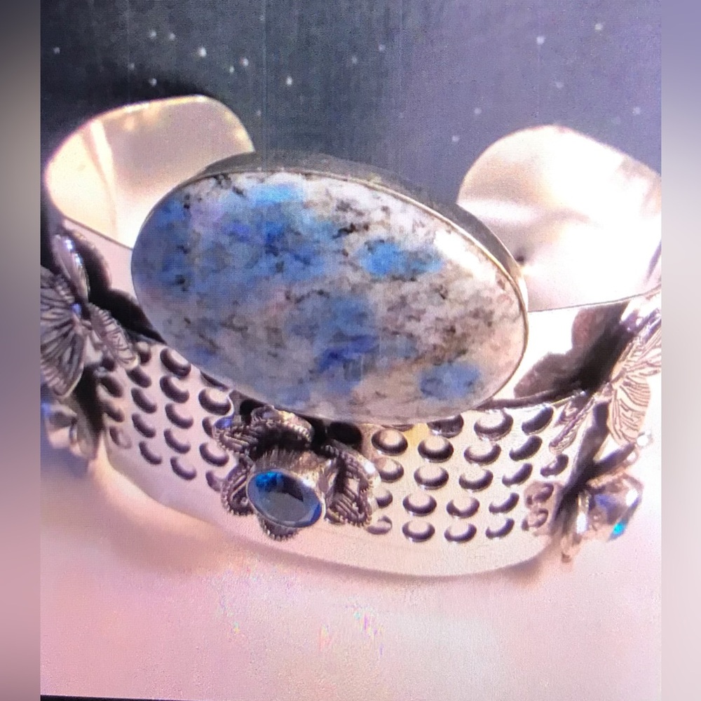 K2 Jasper Blue Topaz 925 Sterling Silver Cuff Bracelet
